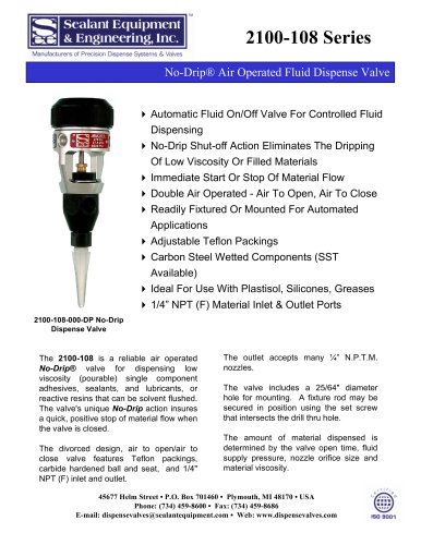 2100-108 Series No-Drip Dispense Valves