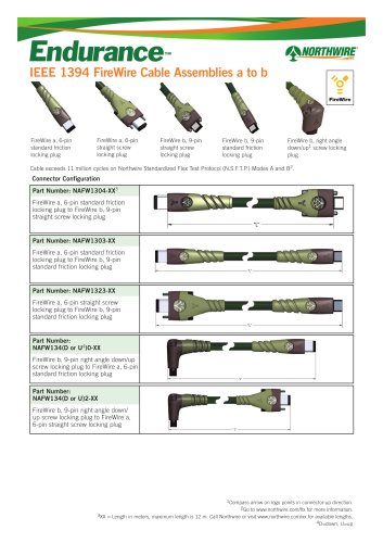 IEEE 1394a & b FireWire Cable Assemblies 'a' to 'b' 