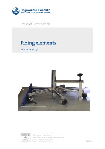 Accessories Furniture testing - Fixing elements