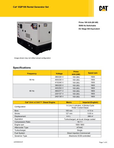 XQP100 Rental Generator SetXQP100 Rental Generator Set (EU Stage IIIA Equivalent)