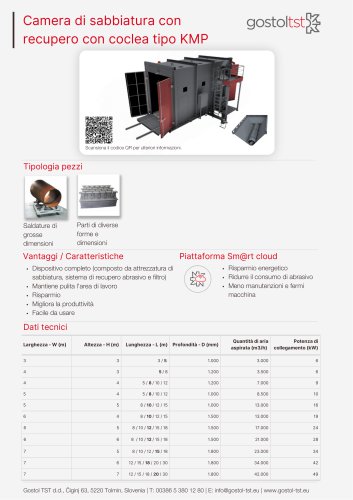 Camera di sabbiatura con recupero con coclea tipo KMP