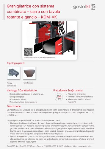 Granigliatrice con sistema combinato – carro con tavola rotante e gancio – KOM-VK