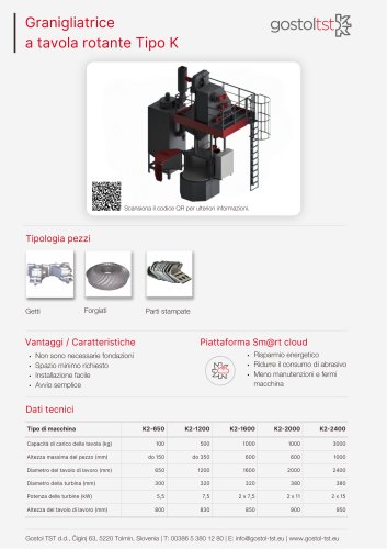 Granigliatrice a tavola rotante Tipo K