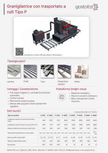 Granigliatrice con trasportato a rulli Tipo P