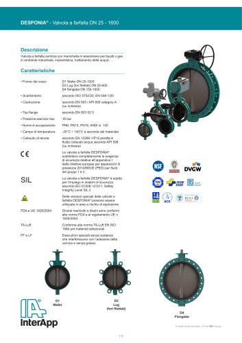 Elastomer-lined butterfly valve Desponia