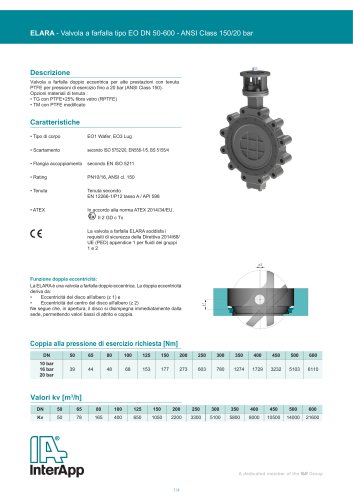 Valvola a farfalla a doppia eccentricità Elara - casted/ANSI cl.150