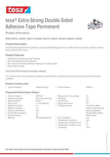 tesa® Extra-Strong Double-Sided Adhesive Tape Permanent