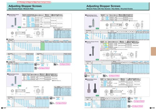 Adjusting Stopper Screws Hex Socket Head / Wrench Flats