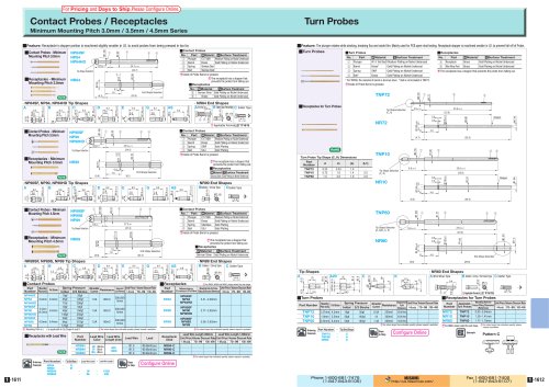 Contact Probes / Receptacles Minimum Mounting Pitch 3.0mm / 3.5mm / 4.5mm Series