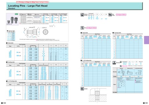 Locating Pins - Large Flat Head Standard