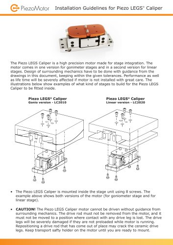 Instalation Guidlines for Piezo LEGS Caliper