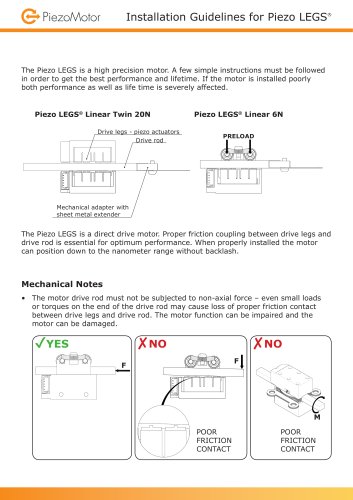 Installation Guidelines Piezo LEGS