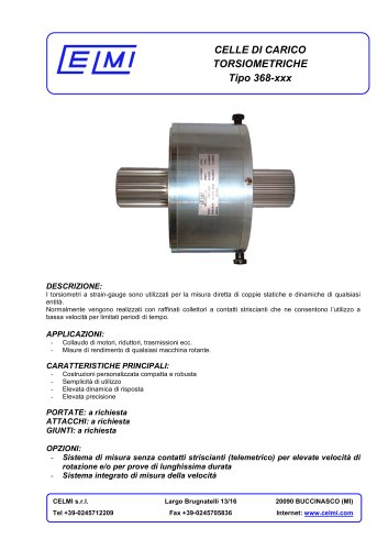 CELLE DI CARICO TORSIOMETRICHE Tipo 368-xxx DESCRIZIONE: