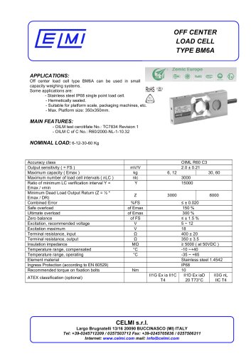 OFF CENTER LOAD CELL TYPE BM6A