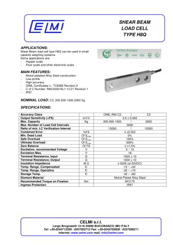 Shear Beam load cell type H8Q