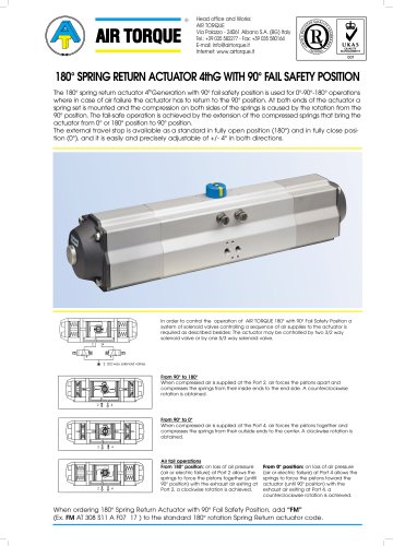 180° SPRING RETURN ACTUATOR 4thG WITH 90° FAIL SAFETY POSITION