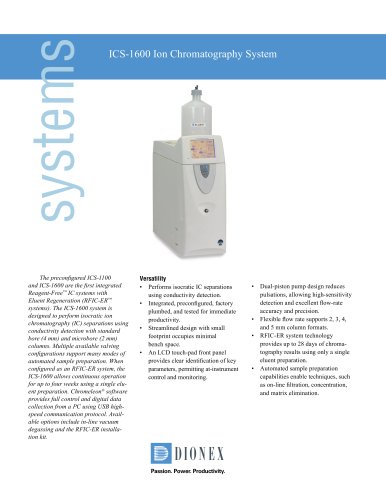 ICS-1600 Ion Chromatography System