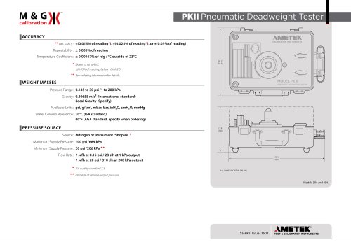 PK ll Series - Deadweight tester