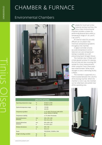 CHAMBER & FURNACE - Environmental Chambers from Tinius Olsen
