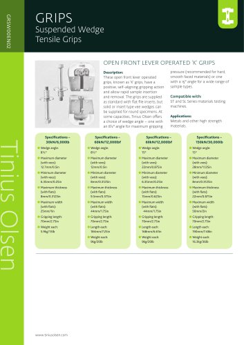 Suspended Wedge Tensile Grips from Tinius Olsen