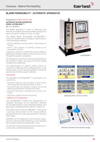 AUTOBLAINE PLUS for automatic blaine tests of cements