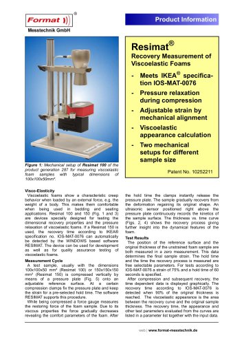 Resimat&reg; - Recovery Measurement of Viscoelastic Foams
