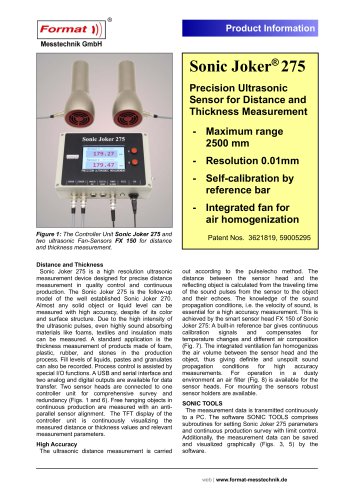Sonic Joker&reg; 275 - Precision Ultrasonic Sensor for Distance and Thickness Measurement