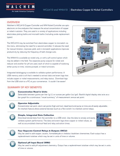 WCU410 and WNI410 | Electroless Copper & Nickel Controllers