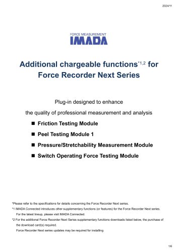 Additional Downloadable Chargeable Functions for Force Recorder Next Series