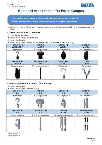 Standard Attachments for Force Gauge
