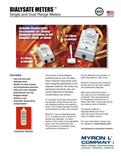 Dialysate Meters&trade; Single & Dual Range