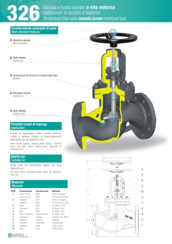 326 Streamlined flow valve outside screw traditional type