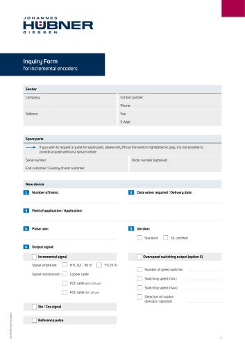 Incremental encoders inquiry form