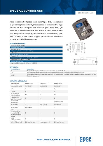 Epec Datasheet 3720 Control Unit