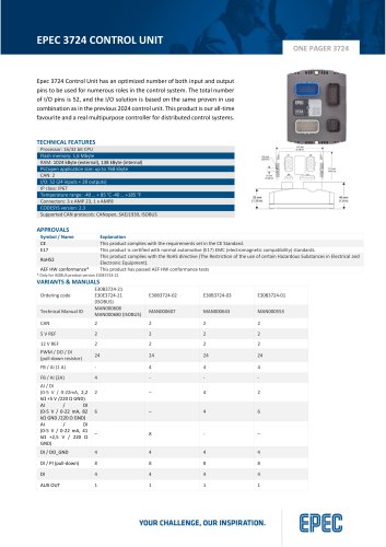 Epec Datasheet 3724 Control Unit