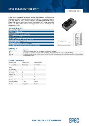 Epec Datasheet EC44 Control Unit