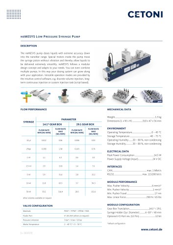 NEMESYS LOW PRESSURE SYRINGE PUMP