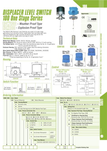 Displacer Level Switch - EDW_EDX_100