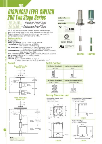 Displacer Level Switch - EDW_EDX_200