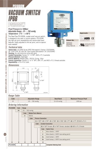 Vaccum switch - PS1000W