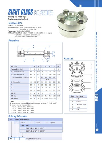 Weld-on sight glass - SO