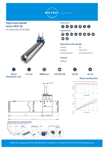 High torque Spindle Series: MHT-30 N° article: 010-79-50-COD