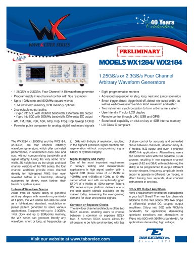 Model WX1284/WX2184 1.25GS/s or 2.3GS/s Four Channel Arbitrary Waveform Generator