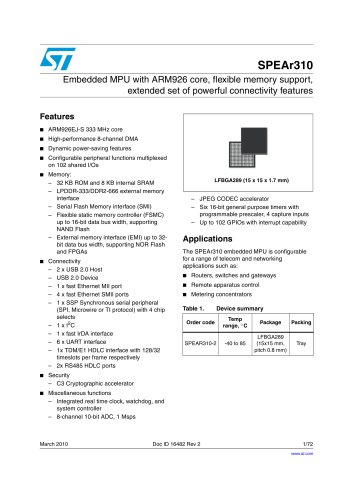 SPEAr310 Embedded MPU optimized for automation and consumer applications