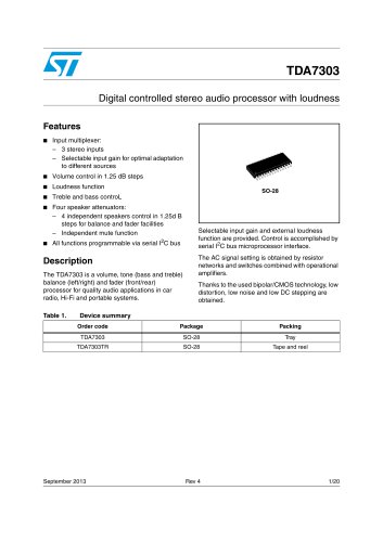 TDA7303audio processor with loudness