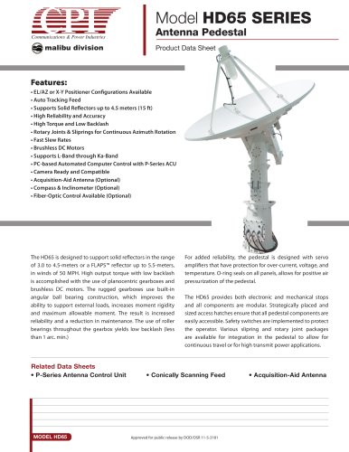 HD65 - 3.0m - 4.5m EL-AZ Antenna System