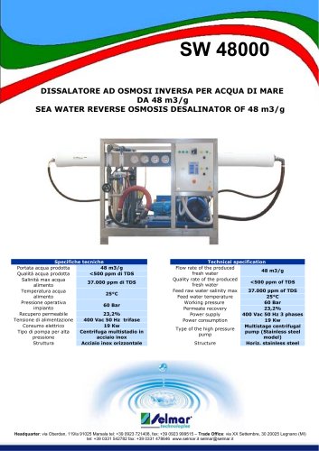 SEA WATER REVERSE OSMOSIS DESALINATOR