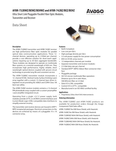 Ultra Short Link Pluggable Parallel Fiber Optic Modules