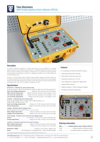 5080 PAT Calibrator Data Sheet