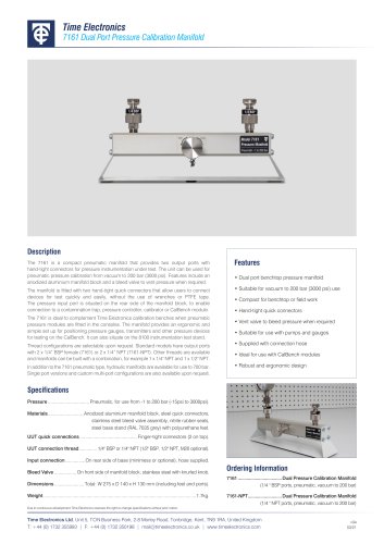 7161 Dual Port Pressure Calibration Manifold Data Sheet